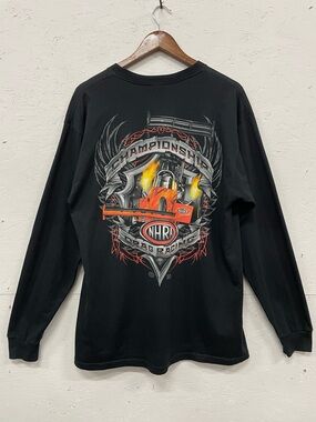 Vintage Y2K NHRA Drag Racing Championship Long-Sleeve Tee, Size XL, Flames